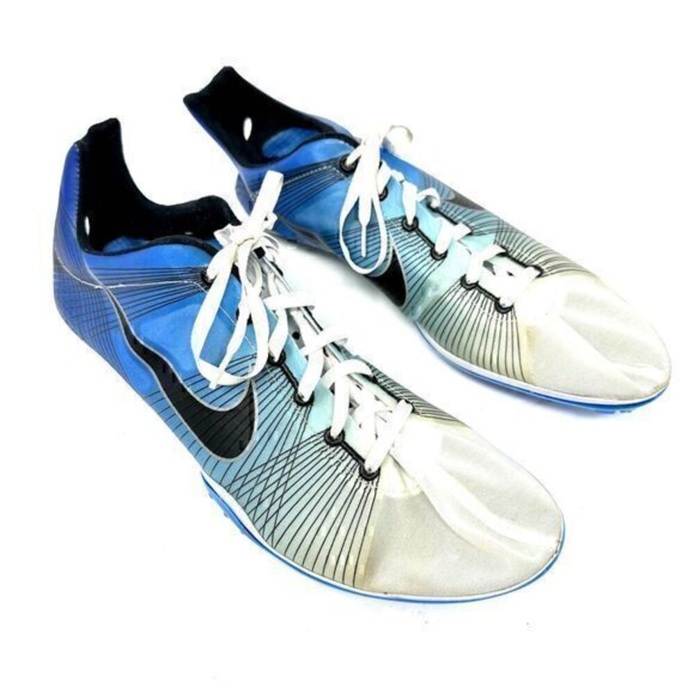 Nike Mens Zoom Victory Blue‎ and White Track Sneakers Spikes Light Size 11.5